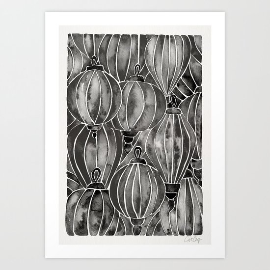 Black Vietnamese Lanterns Art Print