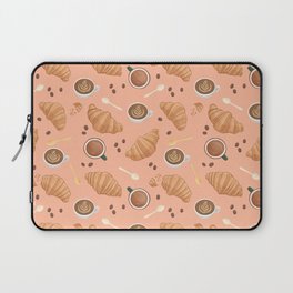 Croissant and Coffee Pattern Laptop Sleeve