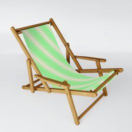 [ Thumbnail: Green and Beige Colored Stripes/Lines Pattern Sling Chair ]
