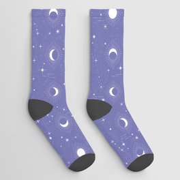 Vintage Celestial Pattern, Galaxy, Stars, Moon, Sun Socks
