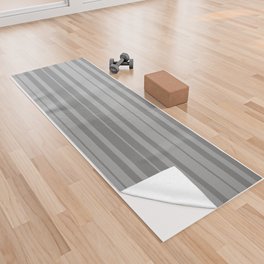 [ Thumbnail: Dark Gray and Grey Colored Lined/Striped Pattern Yoga Towel ]