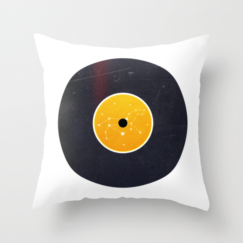 Vinyl Record Star Sign Art Leo Throw Pillow By Oldurbanfarmhouse