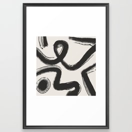 Black and white decorative abstract square 02 Framed Art Print