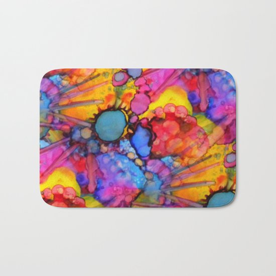 Rainbow Splats Alcohol Inks Bath Mat