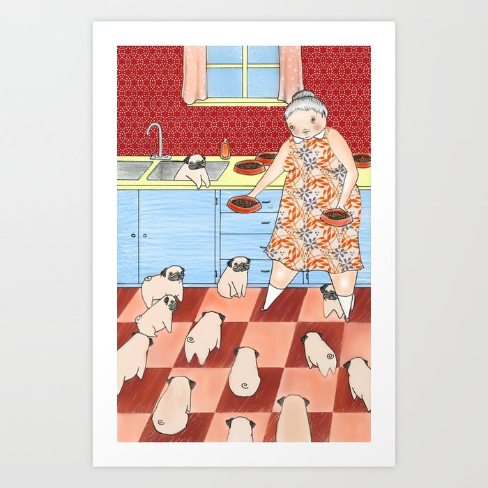 Pug Lady Art Print