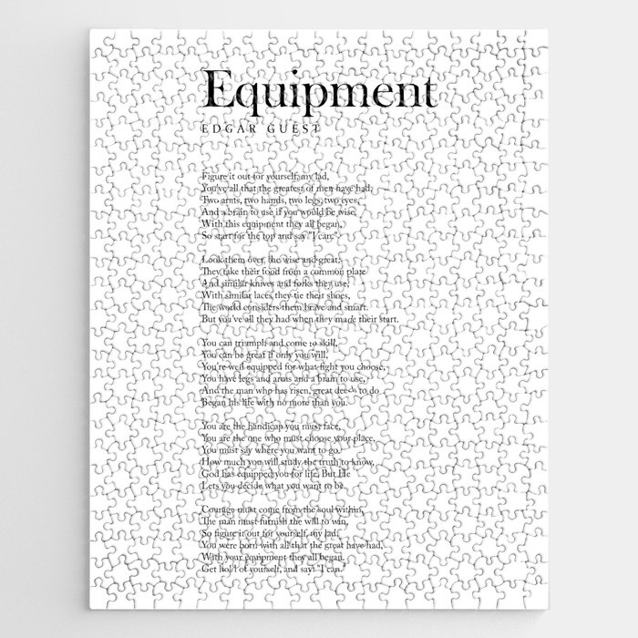 Equipment - Edgar Guest Poem - Literature - Typography Print 2 Jigsaw Puzzle