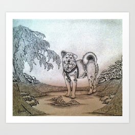 Tribute to Hachiko. Art Print