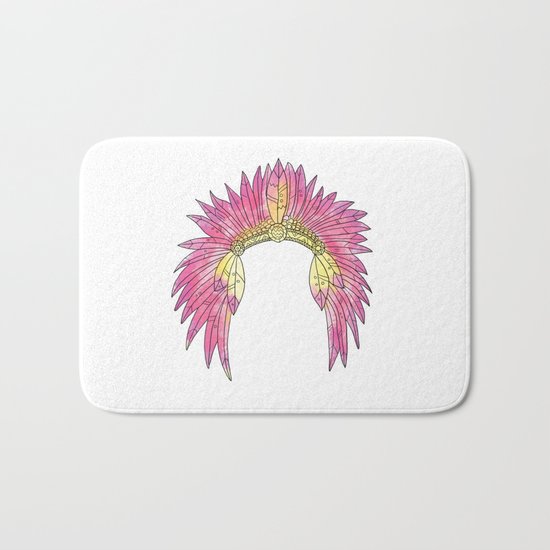 Watercolor Headdress Bath Mat