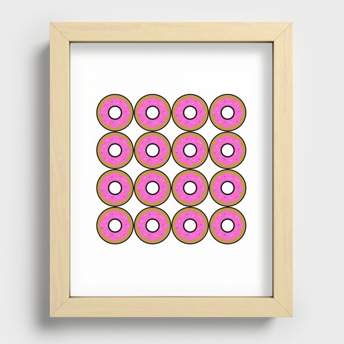 Yummy Frosted Pink Donut with Rainbow Sprinkles Recessed Framed Print
