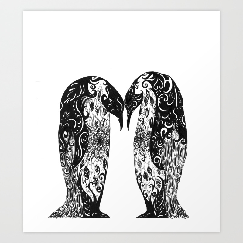 Penguin Couple Art Print by Phoebe Zeng | Society6