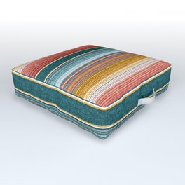serape southwest stripe - orange & teal Outdoor Floor Cushion