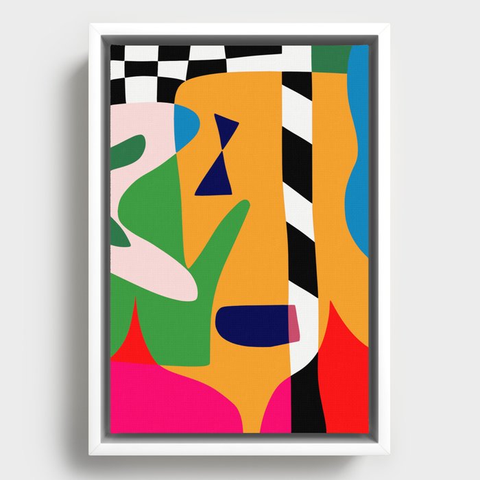 Bold and vibrant abstract shapes Framed Canvas