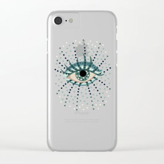 Dots And Abstract Eye Clear iPhone Case