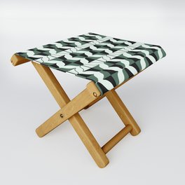 Whale Song Midcentury Modern Retro Arcs Abstract Green Folding Stool