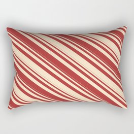 [ Thumbnail: Brown & Bisque Colored Lined Pattern Rectangular Pillow ]
