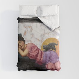Marble Cat Woman Gold Comforter
