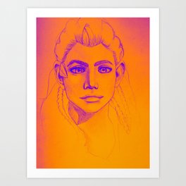 Aloy Sunrise Art Print | Videogame, Female, Horizon, Scifi, Graphite, Fantasy, Digital, Purple, Girl, Heroin 