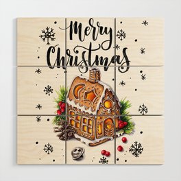 Merry Christmas "Gingerbread house" Wood Wall Art