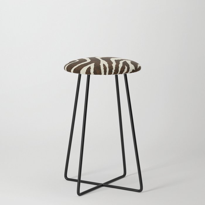 ANIMAL PRINT ZEBRA IN WINTER 2 BROWN AND BEIGE Counter Stool