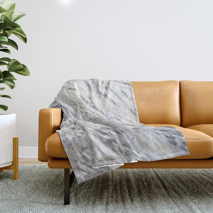 Elegant vintage rustic gray white trendy marble Throw Blanket