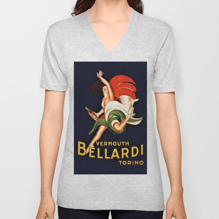 Vintage Bellardi Vermouth Advertising Poster V Neck T Shirt