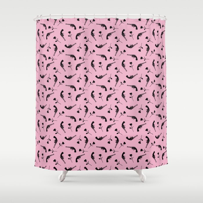 Roses & Revolvers // Pink Shower Curtain