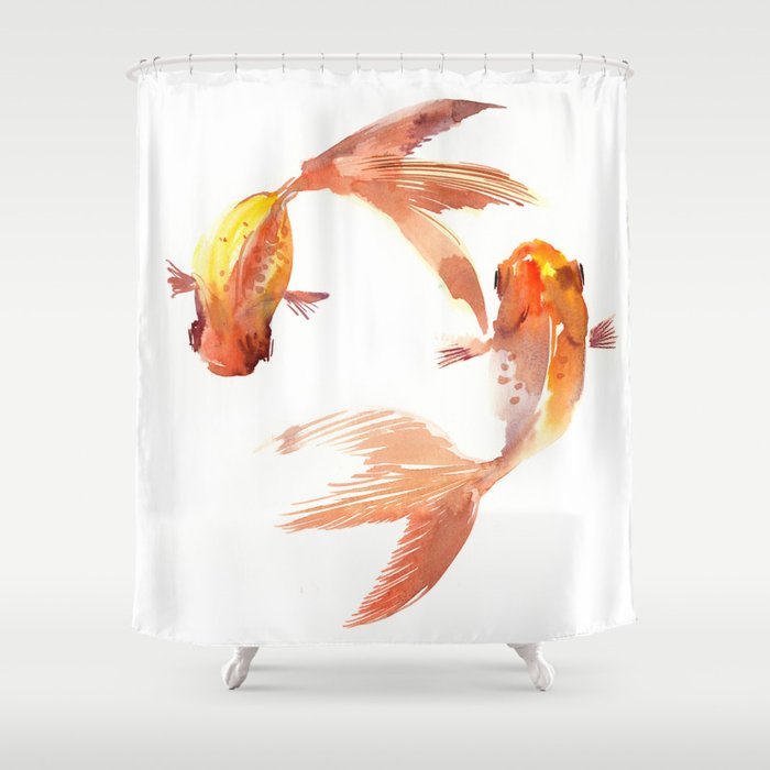 Goldfish Feng Shui, Koi Fish Shower Curtain by SurenArt