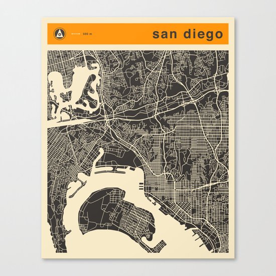 SAN DIEGO MAP Canvas Print