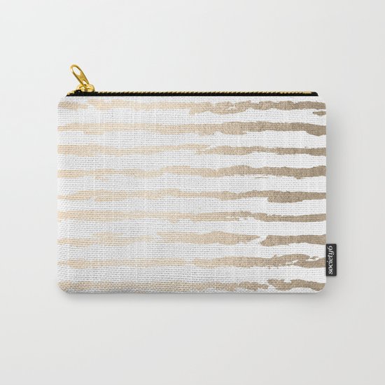 Simply Brushed Lines White Gold Sands on White Carry-All Pouch