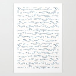Ocean Waves on White Art Print