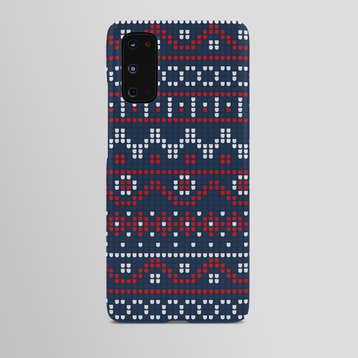 Christmas Pattern Knitted Stitch Dark Blue Android Case