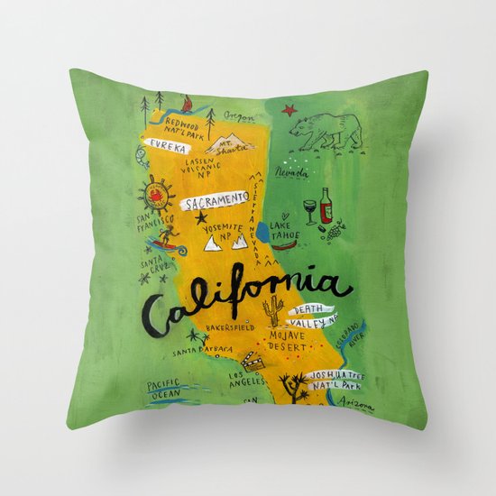 Postcard from California Throw Pillow