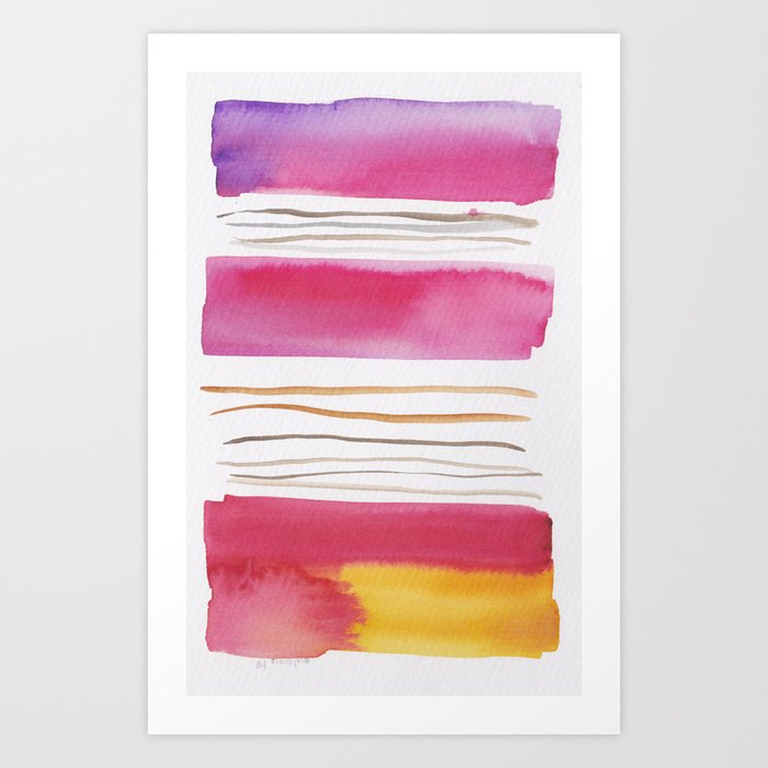 19 |181026 Lines & Color Block | Watercolor Abstract | Modern Watercolor Art Art Print By Valourine | Society6