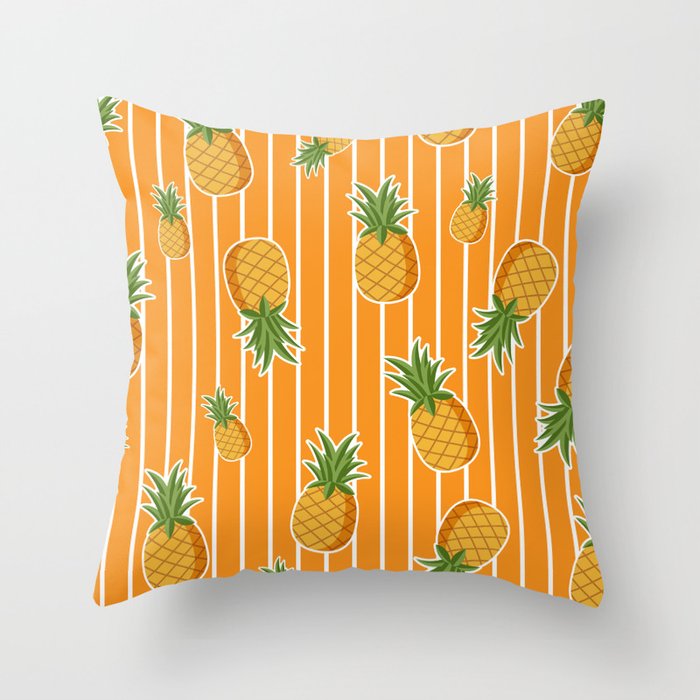 Pineapple Best Selling Pattern - Orange Throw Pillow
