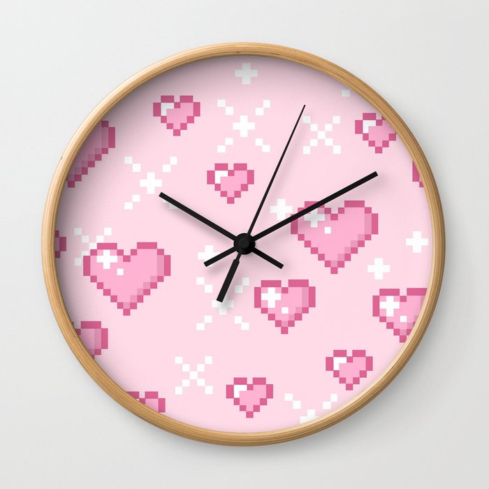 Pastel Hearts Wall Clock