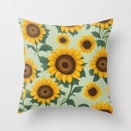 Sunflower pattern design Throw Pillow