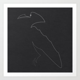 Stalker - one line raven Art Print