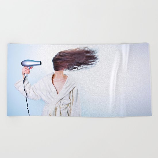 hair comic wind 4 Beach Towel