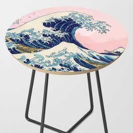 The Great Wave off Kanagawa by Hokusai in pink Side Table