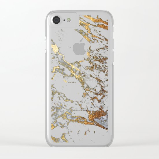 Gold Marble Clear iPhone Case