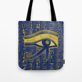 Gold Egyptian Eye of Horus - Wadjet Lapis Lazuli Tote Bag