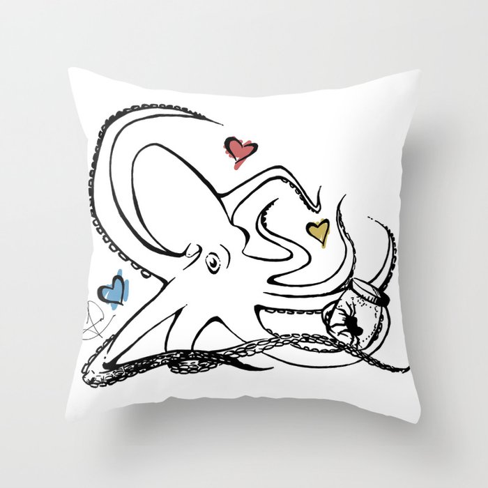 The Octopus Fell in Love with the Spider Throw Pillow