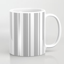 [ Thumbnail: White and Dark Gray Colored Striped Pattern Coffee Mug ]