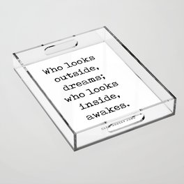 Who looks outside dreams - Carl Gustav Jung Quote - Literature - Typewriter Print 1 Acrylic Tray