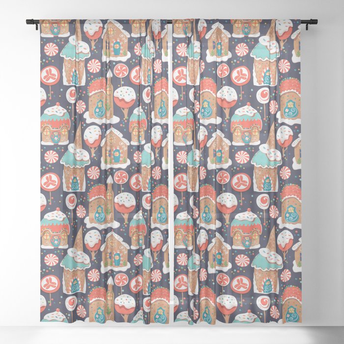Gingerbread Candy Land Sheer Curtain