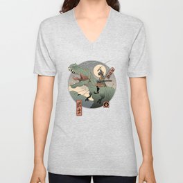 Jurassic Samurai V Neck T Shirt