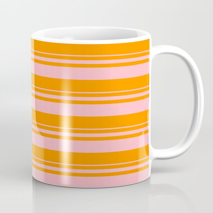 Light Pink & Dark Orange Colored Stripes Pattern Coffee Mug