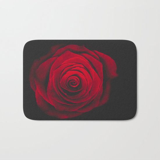 Red rose on black background vintage effect Bath Mat