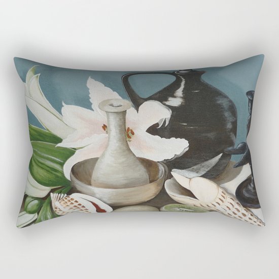 Kiwi fruit & Lillies Rectangular Pillow