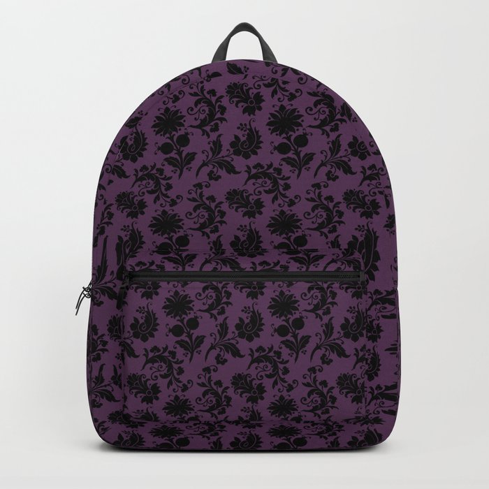 gothic dark occult goth purple floral pattern Backpack